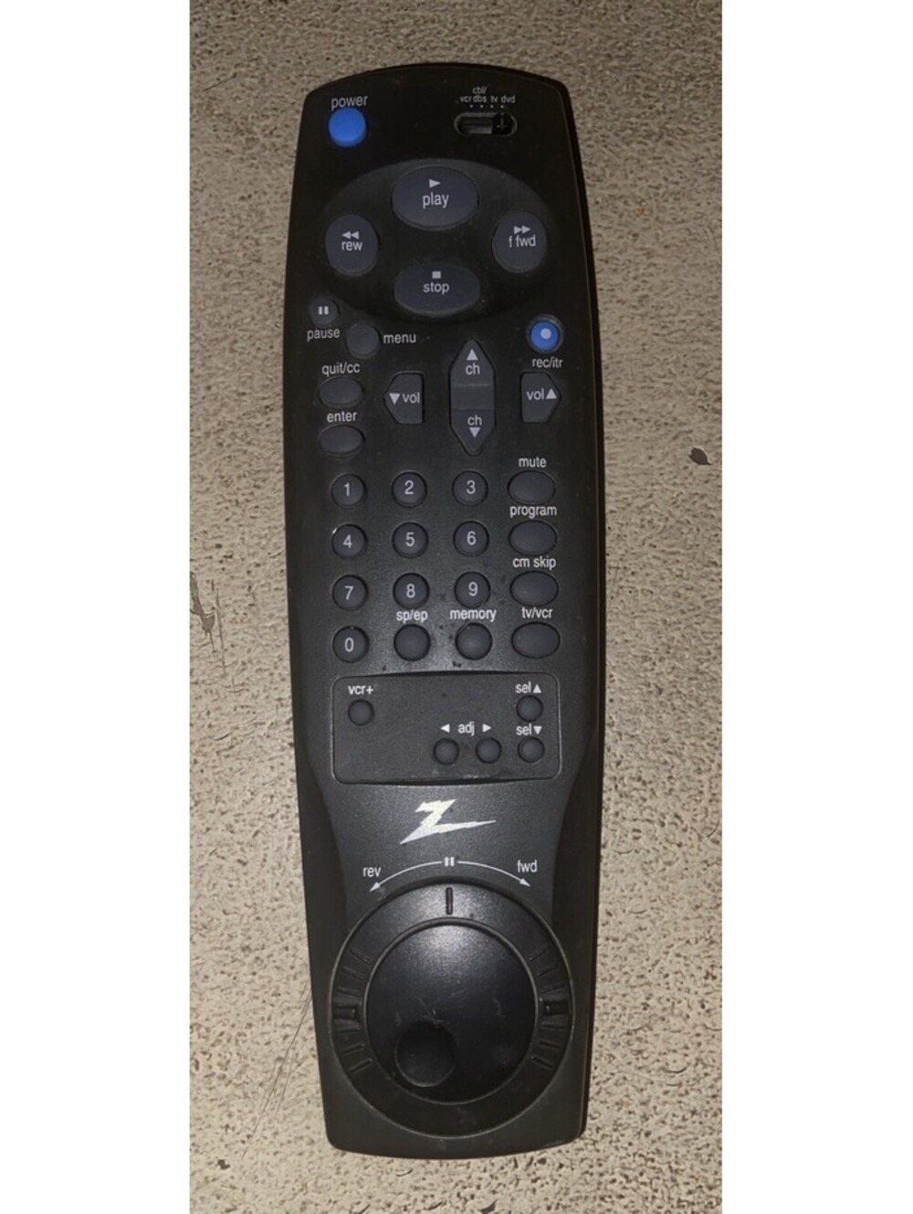 Zenith TV Remote Control MBR424 9803 VCR Cable DVD Spin Wheel